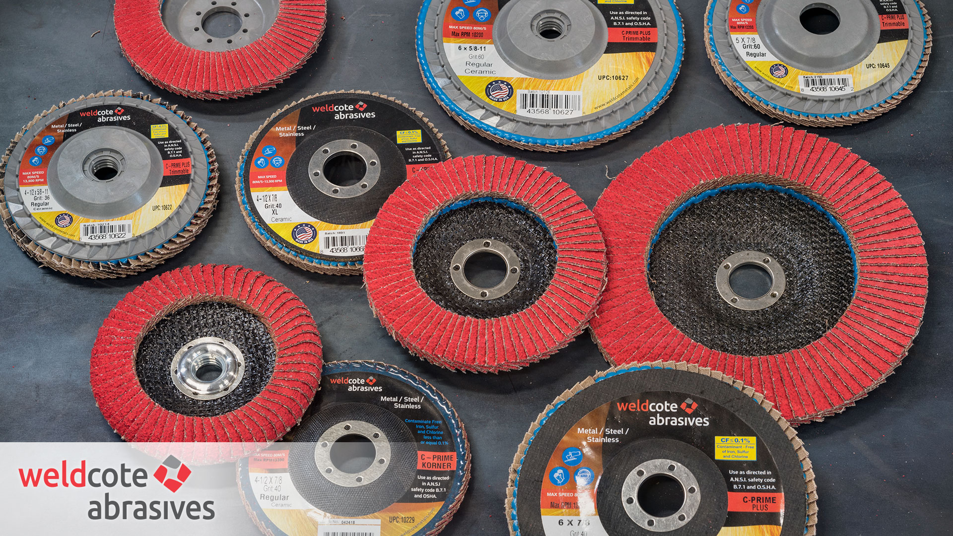 thumbnail interactive-video image 1 of Weldcote 4-1/2" X 7/8" Z-PRIME Zirconia Flap Disc - Grit 40 Type-27 - Box Of 10 1 of 3